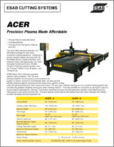 Download ESAB Acer Product Data Sheet (Adobe Acrobat Reader required)